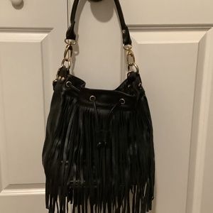 Pietro black leather shoulder bag